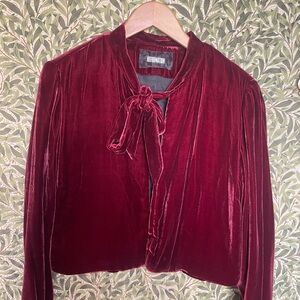 Reformation Burgundy Velvet Opera Bolero Jacket